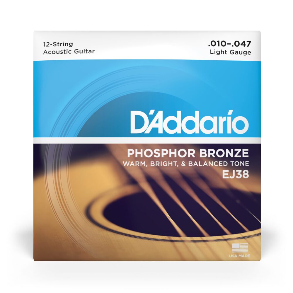 EJ38_detail1_hi-res-scaled-1.jpg D'Addario EJ38 12-String Phosphor Bronze Acoustic Guitar Strings, Light, 10-47 - Image 1