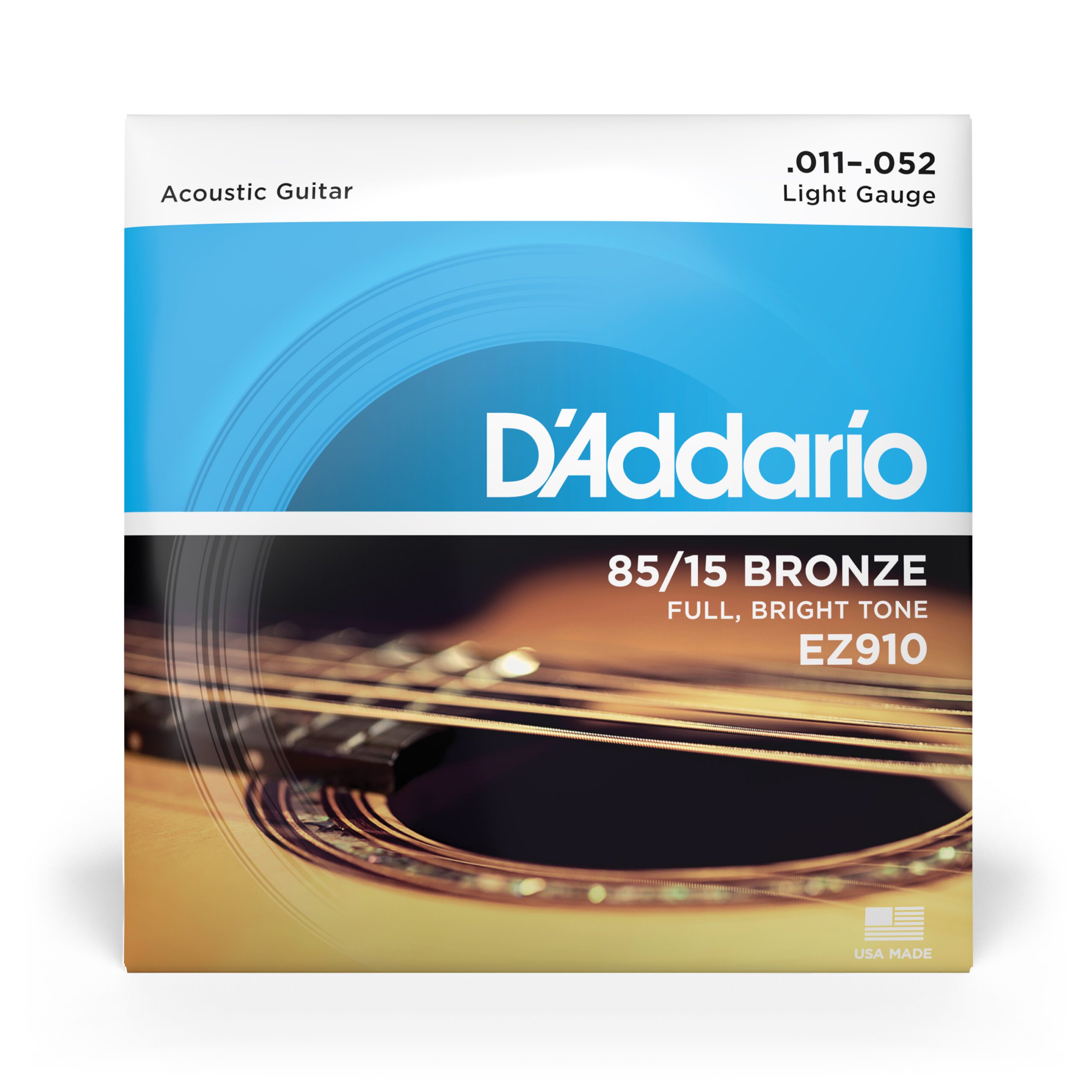 EZ910_detail1_hi-res-scaled-1.jpg Χορδές Ακουστικής Κιθάρας D'Addario EZ910 85/15 Bronze | Light, 11-52 - Image 1