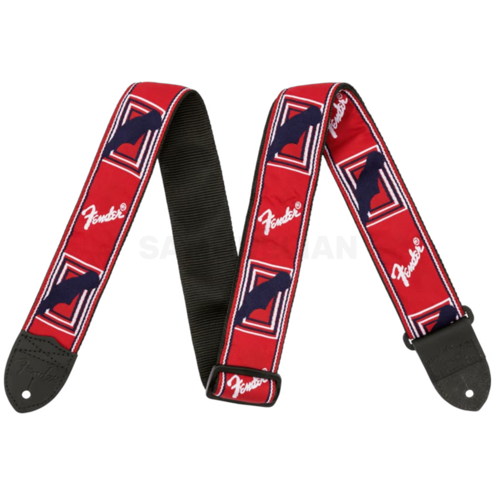 FENDER-MONOGRAMMED-STRAP-RED_WHITE_BLUE.png FENDER® MONOGRAMMED GUITAR/BASS STRAP RED/WHITE/BLUE - Image 1