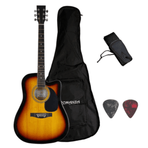 Romanza 030C Acoustic Guitar Set | Cutaway Guitar with Gig Bag, Strap and Picks