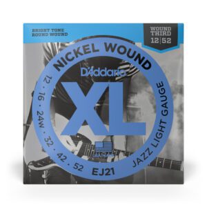 D'Addario EJ21 Nickel Wound Electric Guitar Strings, Jazz Light, 12-52