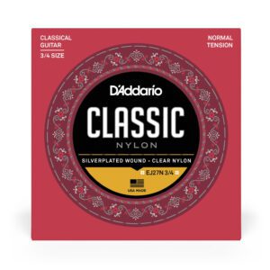 D'Addario EJ27N 3/4 Student Nylon Fractional Classical Guitar Strings, Normal Tension