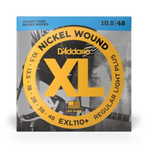 D'Addario EXL110+ Nickel Wound Electric Guitar Strings, Regular Light Plus, 10.5-48