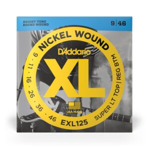 D'Addario EXL125 Nickel Wound Electric Guitar Strings, Super Light Top/ Regular Bottom, 09-46