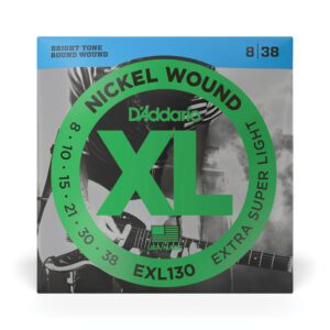 D'Addario EXL130 Nickel Wound Electric Guitar Strings, Extra-Super Light, 08-38
