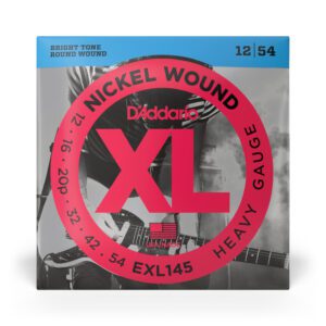 D'Addario EXL145 Nickel Wound Electric Guitar Strings, Heavy, 12-54 with Plain Steel 3rd