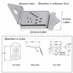 Alternative view of DR. PARTS MTL1/CR Silver Plated Mandolin Tailpiece Replacement